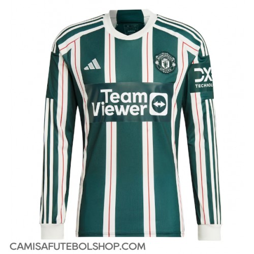 Camisa de time de futebol Manchester United Replicas 2º Equipamento 2023-24 Manga Comprida